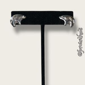 Spirit Bear Silver Tone Earrings Marked 90